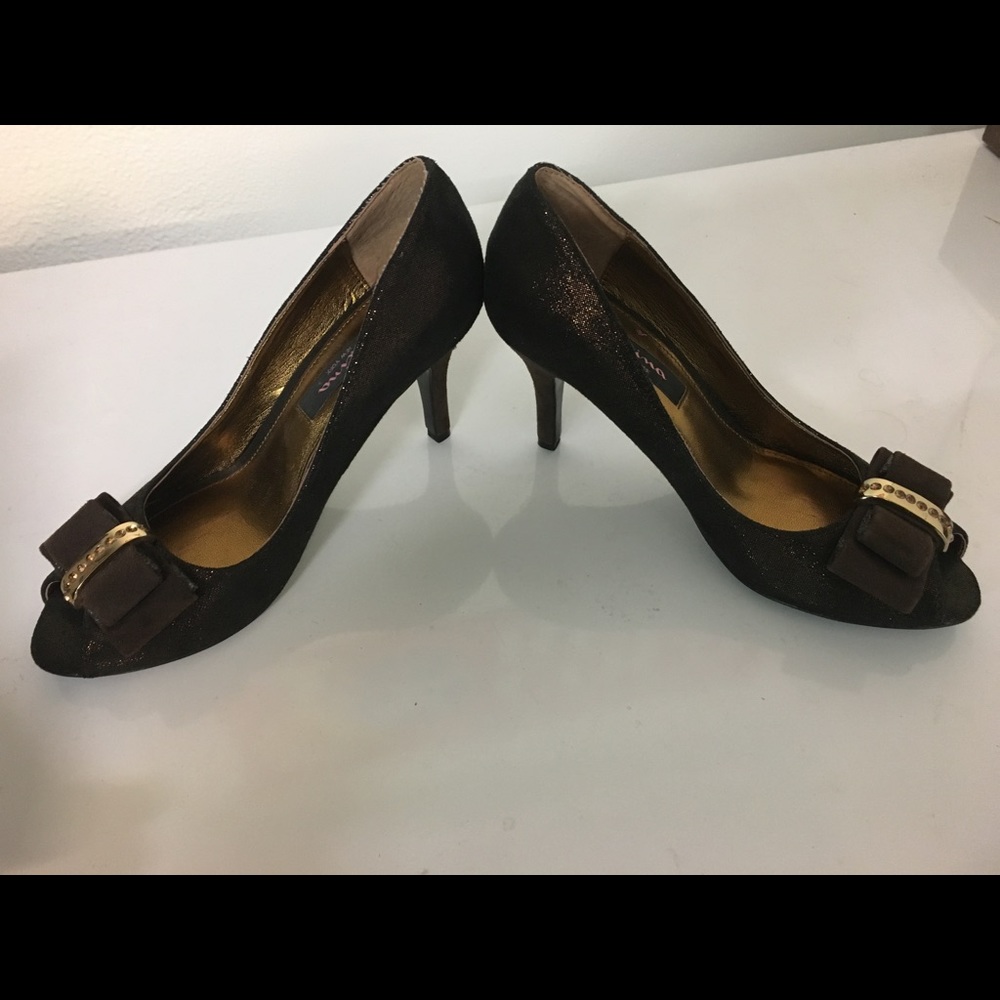 Nina sparkly brown heels! Like New!